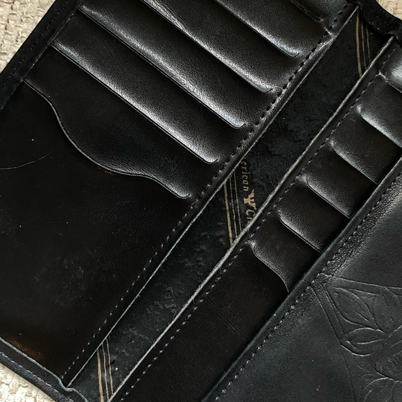 VTG Rolfs Black Leather Floral Wallet - Picture 12 of 12